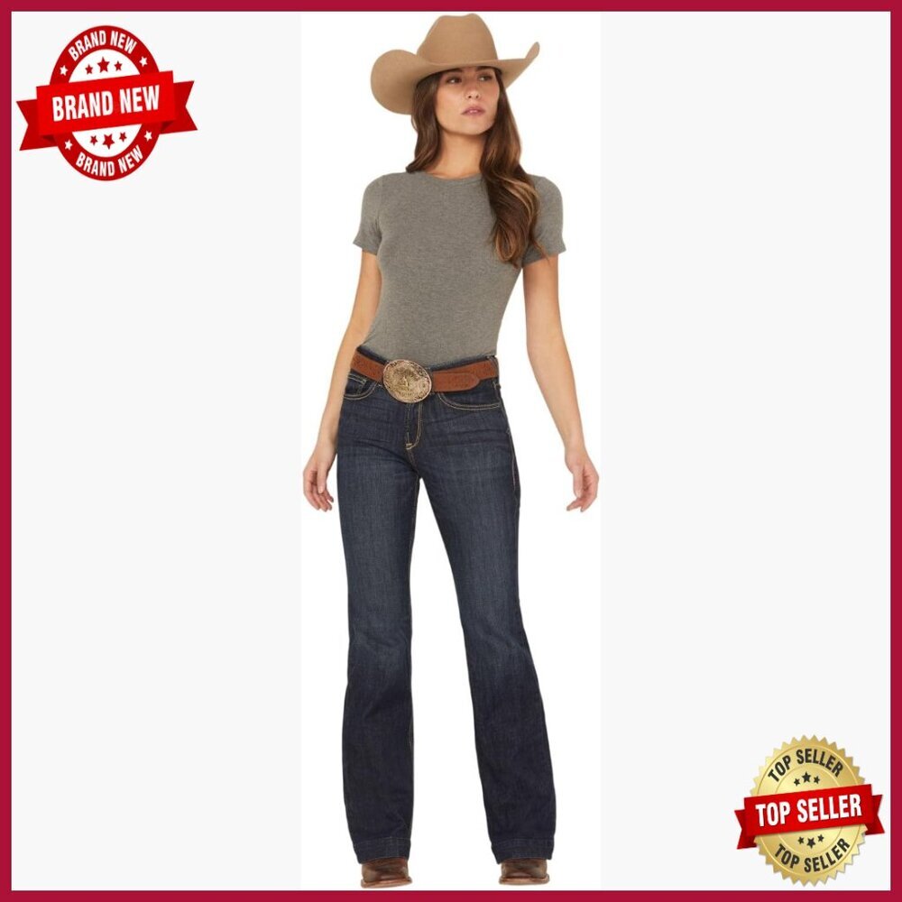 Wide Leg Denim Trousers, High Rise, 5-Pocket Style, Work Casual Pants
